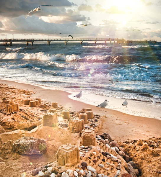 Castelli Sabbia Sulla Spiaggia Dell Isola Rugen Nel Mar Baltico — Foto Stock