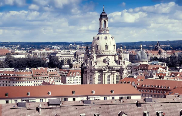 Вид Воздуха Фрауенкирхе Крыши Старого Дрездена — стоковое фото