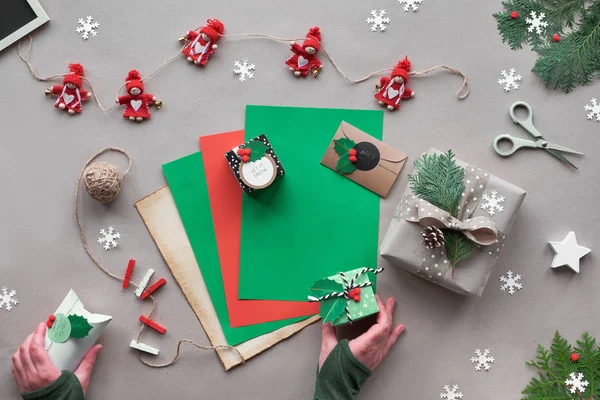 Eco Friendly Alternative Xmas Zero Waste Christmas Flat Lay Top — Stock Photo, Image