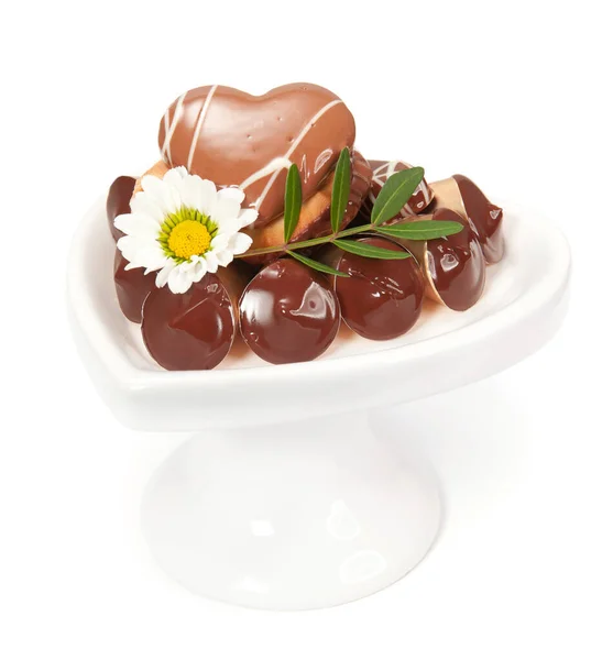 Chocolate Pralines Arranged Valentine Day — стоковое фото