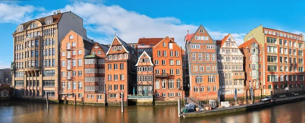 Hamburg Duitsland Historische Bakstenen Huizen Hamburg Speicherstadt Panoramisch Beeld — Stockfoto