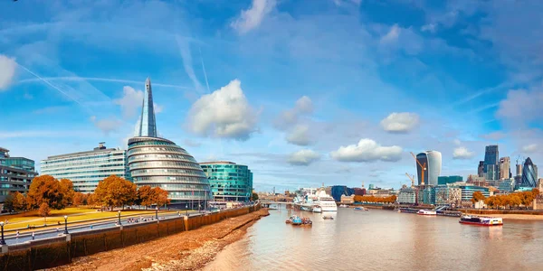 London South Bank Thames Ljus Dag Höst Panoramabild Tagen Från — Stockfoto