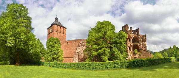 Ερείπια Του Κάστρου Της Χαϊδελβέργης Heidelberger Schloss Την Άνοιξη Πανοραμική — Φωτογραφία Αρχείου