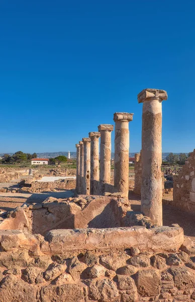 Colonnes Temple Antiques Dans Parc Archéologique Kato Paphos Paphos Chypre — Photo