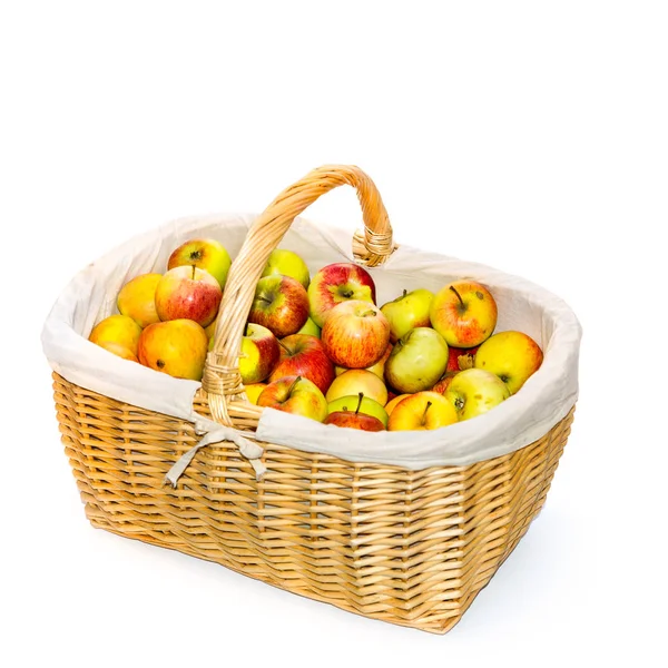 Basket Apples White Backgrouns — Stock Photo, Image