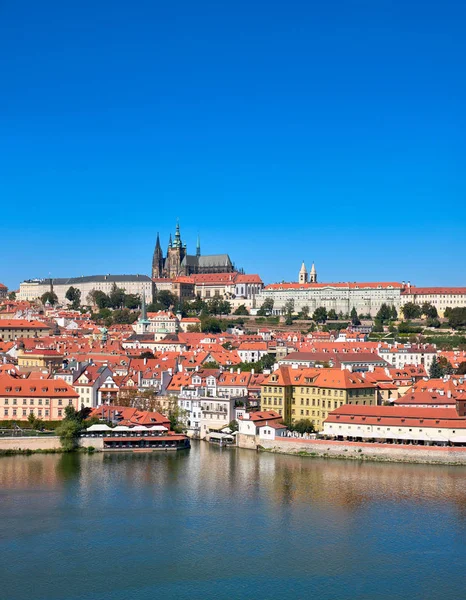 Historical Prague Vitus Cathedral Other Historical Buildings Reflected River — Stock Photo, Image