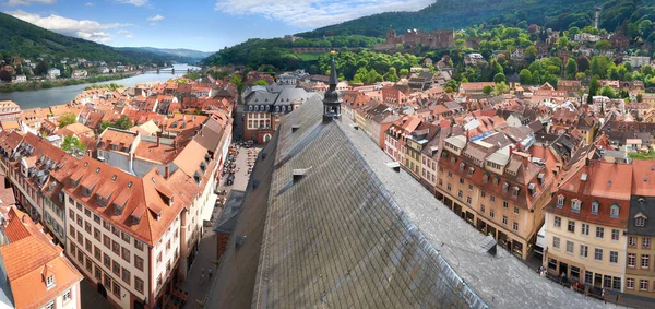 Panoramic View Heidelberg Germany Church Bell Tower Bright Day Spring — Stock Photo, Image
