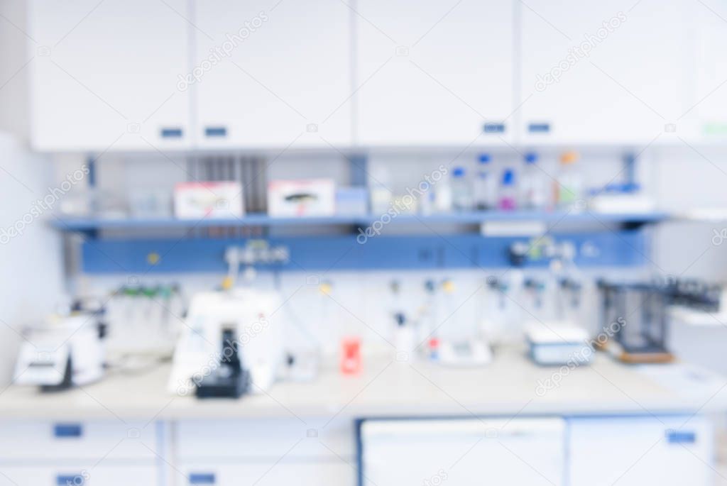 Laboratory interior out of focus, template for a poster, webpage or leaflet