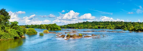 Panoramatický Výhled Řeky Iguazu Břehu Subtropickým Deštným Pralesem Národní Park — Stock fotografie