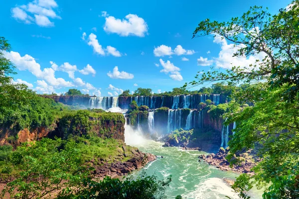 Iguazu Vattenfall Argentina Utsikt Från Djävulens Mun Panoramautsikt Över Flera — Stockfoto