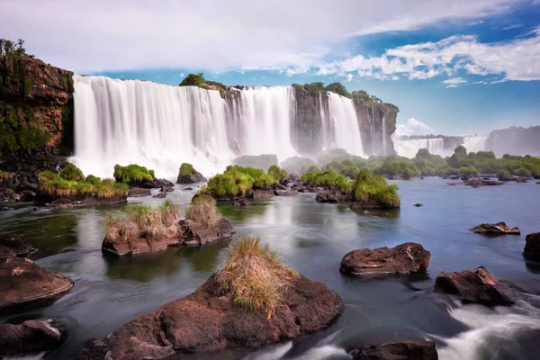Iguazu Vattenfall Argentina Utsikt Från Djävulens Mun Panoramautsikt Över Många — Stockfoto