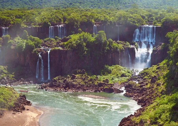 Arjantin Iguazu Şelaleleri Yukarıdan Manzara Sis Ile Çağlayan Birçok Görkemli — Stok fotoğraf