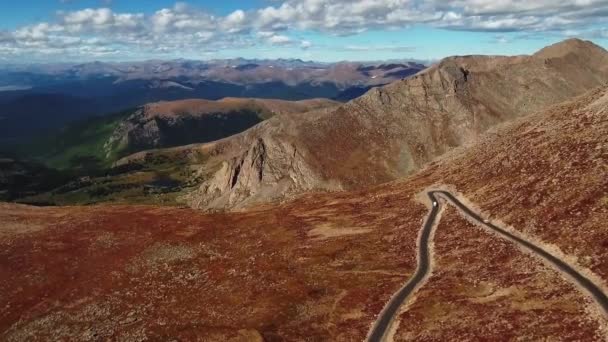 Zdjęcie Lotnicze Krętej Drogi Szczycie Płaskowyżu Mount Evans Kolorado Usa — Wideo stockowe