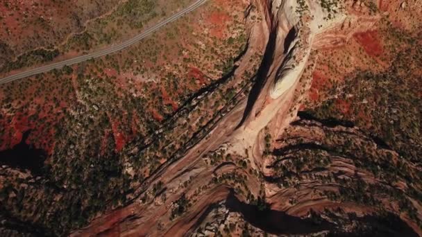 Nad Głową Strzał Drona Skał Płaskowyżu Colorado National Monument Panoramą — Wideo stockowe