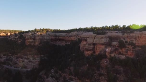 Drone Shot Rimrock Puebloan Cliff Palace Dwelling Mesa Verde National — Vídeos de Stock