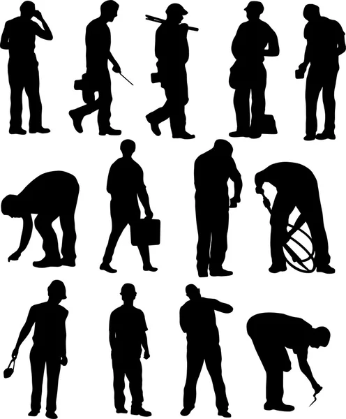 SILHOUETTES OF PEOPLE PERFORMING A PROFESSIONAL ACTIVITY — Stock Photo, Image