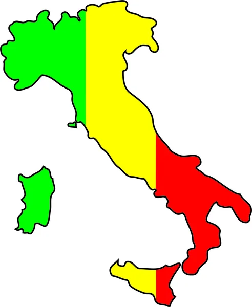 Le drapeau italien représente la carte géographique du pays — Photo