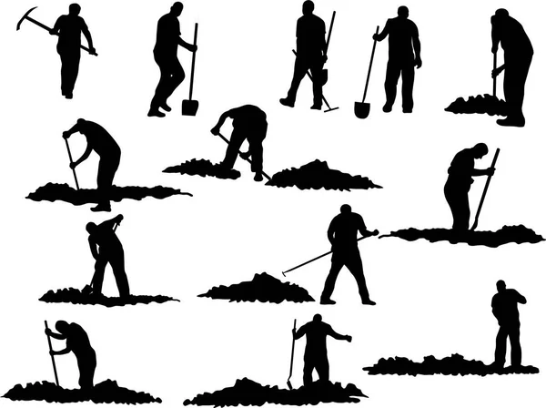 Navvies εργάτες σκάβουν τρύπες και χαρακώματα — Διανυσματικό Αρχείο