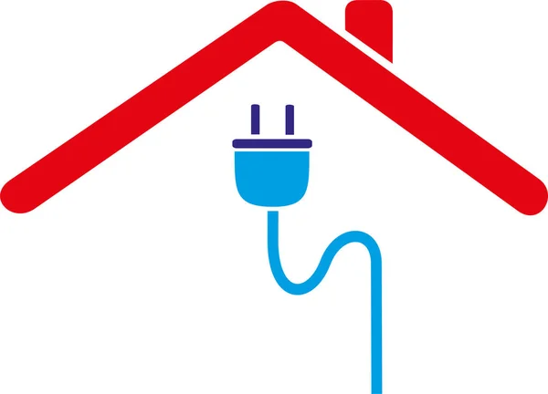 DWELLING CONNECTED TO ELECTRICITY BY PLUG — Stock Vector