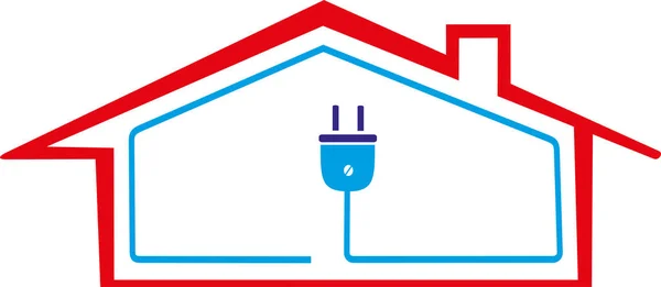 Casa y su entorno eléctrico se conecta a la red — Vector de stock