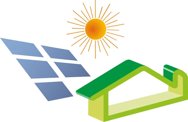 DWELLING UTILIZANDO PAINÉIS SOLARES PARA AS SUAS NECESSIDADES — Vetor de Stock