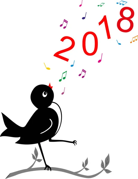 BIRD ANNOUNCING THE NEW YEAR 2018 — Stock Vector