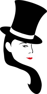 Uzun siyah saçlı kadınsı manken