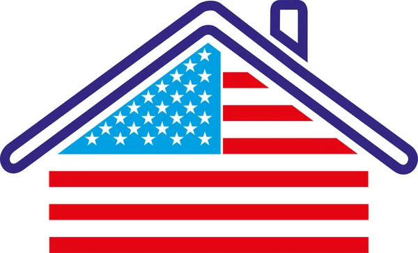 AMERICA HOUSE REPRESENTED BY THE FLAG — Stock Vector