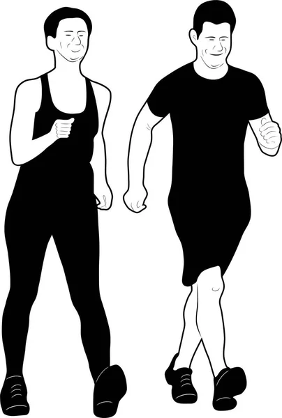 Two Sport Men Running Race — Stock Vector