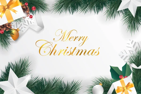 White christmas background, Realistic merry christmas greeting wallpaper, realistic christmas background, christmas banner with decoration, Illustration.