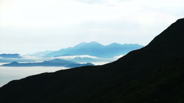 Cennet okyanus Hong Kong'da defne soyut bakış. Günbatımı altın ile ışık, gölge Dağı ve olabilir — Stok video