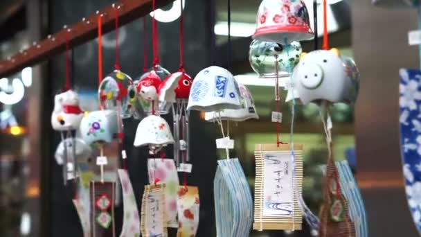 Japanese wind chime symbol of Summer season. Good souvenir — Stock Video