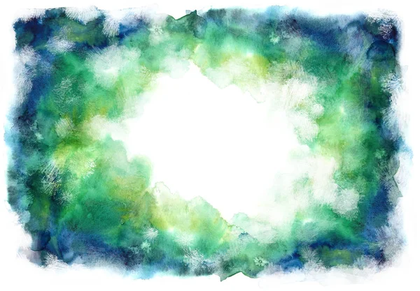 Verde y azul grung estilo acuarela mano pintura blanco backgr — Foto de Stock
