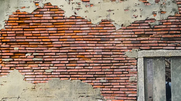 Vieille brique rustique et fond de texture de plâtre fissuré — Photo