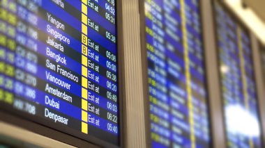 Havaalanı Dış hatlar için uçuş saat tablo zamanlama