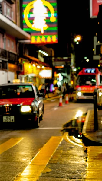 Taxi sign at night blur view in pub and bar nightlife area. Abstract safty drunk don't drive — Stock Photo, Image