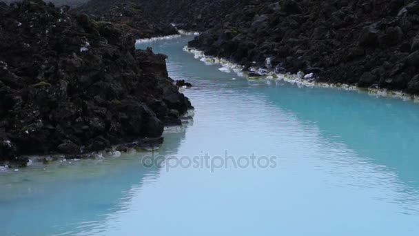 Vista Panorámica Las Aguas Termales Zona Laguna Azul Islandia — Vídeos de Stock