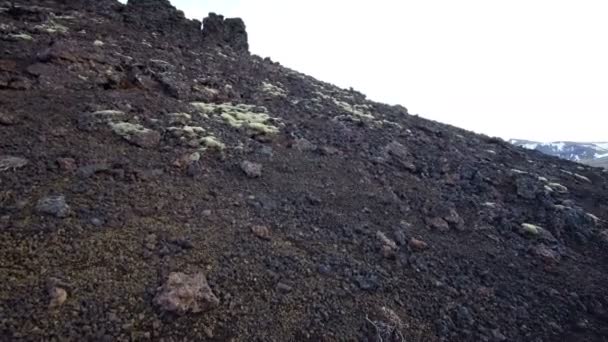 Cima Del Cráter Del Volcán Vista Del Paisaje Islandia — Vídeos de Stock