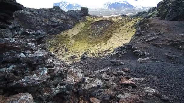 Top Volcano Crater Landscape View Iceland — Stock Video