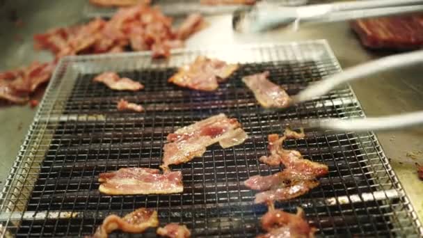Bak Kwa Chinese Zoete Barbecue Varkensvlees Beroemde Souvenir — Stockvideo
