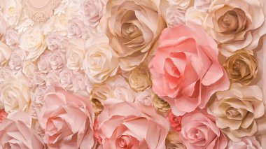 Gül çiçek düğün pembe arka plan kopya alanı ile 