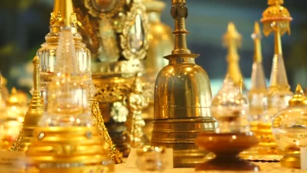 Prachtige Gouden Tempel Miniatuur Kunst Concept Close Shot — Stockvideo