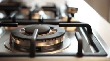 House mutfak ekipmanları, soba kafa video 4 k kapatın.