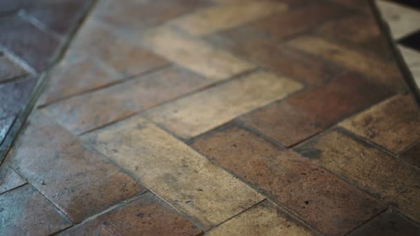 European Brown Polished Stone Tiles Interior Floor — Stock Video
