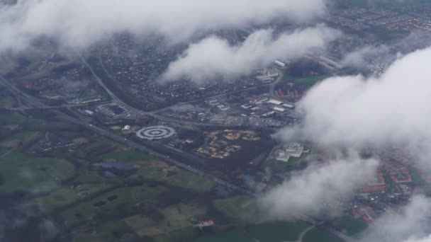 Vliegen Naar Kopenhagen Denemarken Luchtfoto Met Bewolkt Weer — Stockvideo