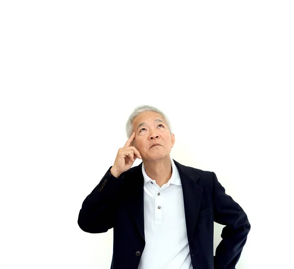 Asian senior CEO thinking forward vision for future copy space — Stock Photo, Image