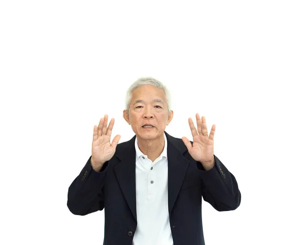 Asiatische Senior Ceo Geschäftsmann sagen, kein Rückgang Deal Kopierraum — Stockfoto