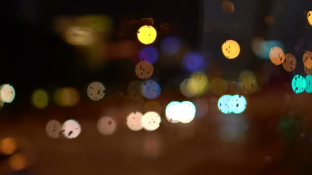 Blur Bokeh Luces Vista Desde Transporte Autobuses Singapur — Vídeos de Stock