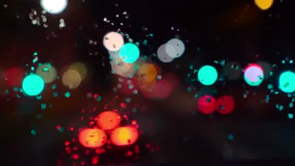 新加坡的公共汽车上能看到模糊的灯火通明 — 图库视频影像
