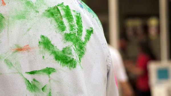 Índia Colorido Holi Festival Abstrato Cor Camisa Branca Lado Trás — Fotografia de Stock